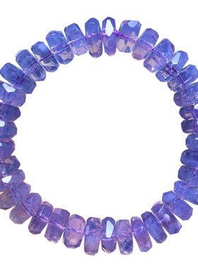 天然冰透紫玉晶刻面盘珠手链情侣