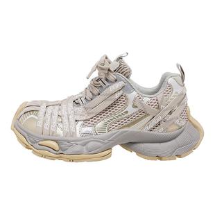 2025夏季新款厚底老爹鞋女黄色巴黎重工绑带时尚休闲鞋运动老爹鞋