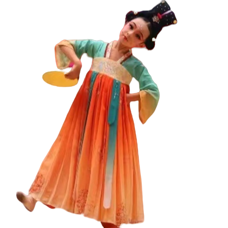 六一儿童汉服执镜佣表演服女童汉服襦裙执镜俑演出服中国风民族舞