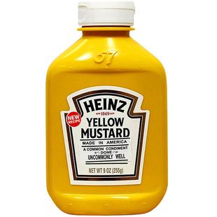 美国进口Heinz亨氏美式黄芥末酱热狗面包汉堡三明治沙拉调味酱料