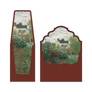 原创复古唯美浪漫莫奈花园油画深U形竖款信函婚礼请柬邀请函信封