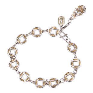 足银9999貔貅铜钱币纯银手链情侣男女描金招财纳福手环手串送礼物