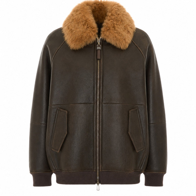 Brunello Cucinelli 女士 棕色毛领bc皮衣 26早秋新款 意大利代购
