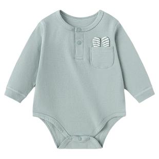 babylove婴儿包屁衣春秋纯色弹力男女宝宝三角哈衣爬服纯棉衣服