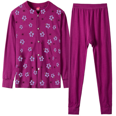 100%纯棉老年人开衫秋衣秋裤套装