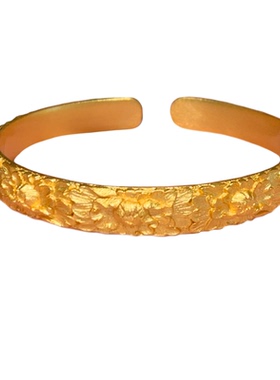 燕归天京牡丹重工足银描金手镯女