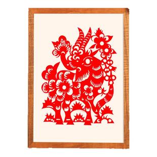 手工剪纸福字相框装裱实木画框空框挂墙民间皮影刻纸展示框a4定制