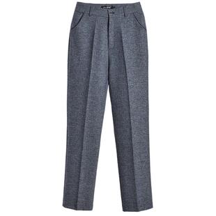 女西裤秋冬中老年女裤直筒灰裤子高腰妈妈裤中年西装裤女中年春秋