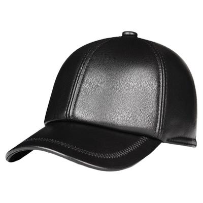 秋冬季休闲真皮棒球帽中年