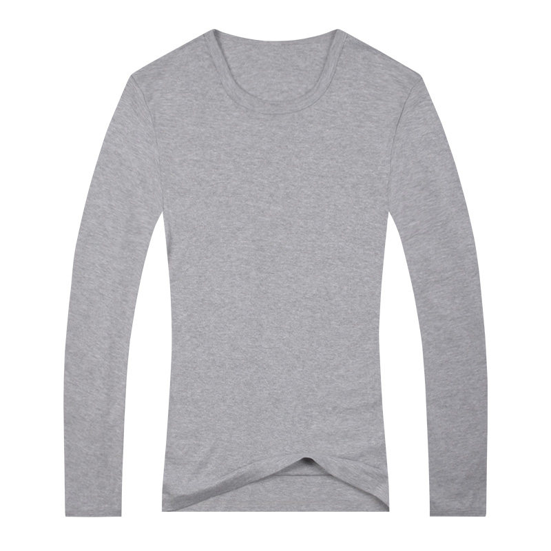 美国American Apparel/AA女纯色打底衫棉长袖修身柔软灰色圆领T恤