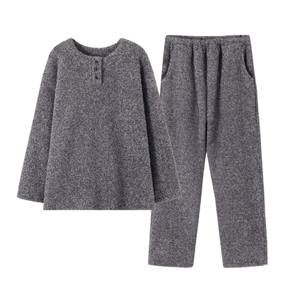 猫人女半边绒秋冬睡袍家居服