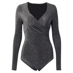 V-neck long sleeved slim fitting jumpsuitV领长袖修身连体衣女