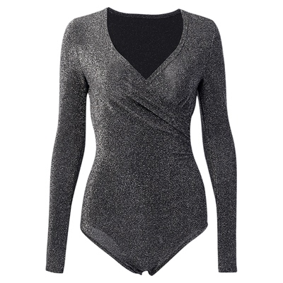 V-neck long sleeved slim fitting jumpsuitV领长袖修身连体衣女