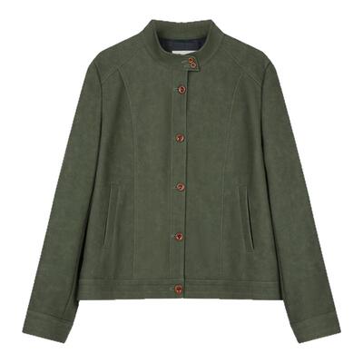 solighter短款立领pu皮衣夹克