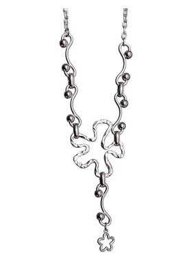 日韩系ins风金属风花朵螺旋几何拼接项链小众y2k辣妹复古甜酷叠戴