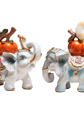 树脂大门口进门招财运摆件大象高端落地客厅招财轻奢高档吸水镇宅