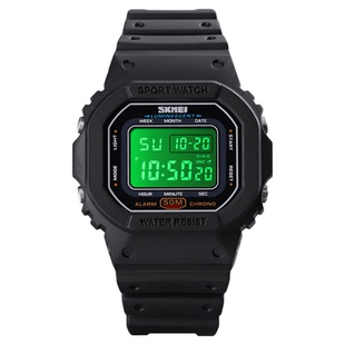 时刻美skmei品牌方形男腕表多功能运动防水迷彩学生电子手表男士