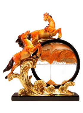 马到成功流沙画摆件客厅电视柜酒柜装饰品办公室乔迁新居开业礼物