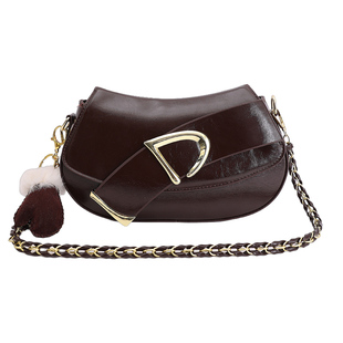 超火不撞款链条马鞍包包女式2026新款百搭轻奢小众高级感斜挎小包