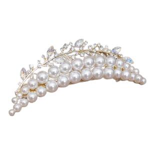 国风复古气质珍珠月牙后脑勺发夹精致法式盘发半扎弹簧夹网红发饰