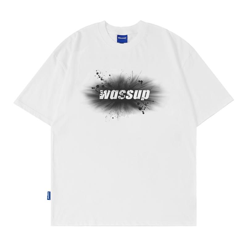 WASSUP喷绘字母美式短袖T恤男夏