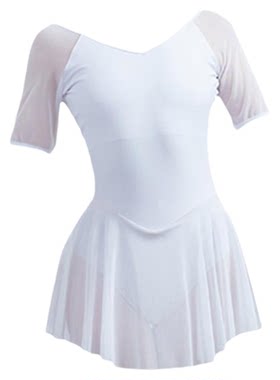 爱跳连体裙艺术体白色练功服