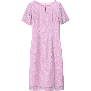 粉色喜婆婆婚宴装晚礼服裙高端平常可穿年轻妈妈婚礼连衣裙