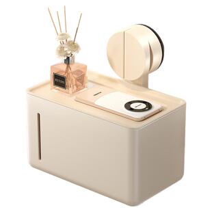 卫生间吸盘纸巾架壁挂式免打孔防水卫生卷纸置物盒家用厕所抽纸盒