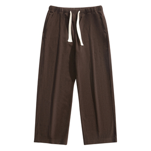 运动裤男夏季款九分裤子潮流潮牌休闲长裤宽松阔腿直筒灯芯绒卫裤