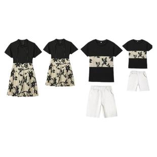 新中式汉服亲子装母子夏高端母女连衣裙2025新款一家三口短袖套装