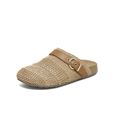 天美意复古编织勃肯包头半拖鞋女厚底凉拖鞋2026夏季新款BM931BH6