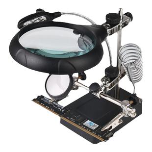 太阳火高倍17倍台式电子芯片维修放大镜led灯光学玻璃镜面高清IC电路铁焊接丝贴片专用工具家电器电熔