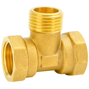 全铜加厚三通接头热水器地暖管4分6分1寸等径内外丝水管接头配件