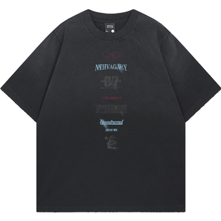 From Mars  不必多言 ins国潮牌复古字母印花宽松圆领短袖上衣夏