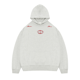 BIPOLAR断开字乱针绣连帽卫衣美式秋季情侣休闲宽松帽衫春秋新款