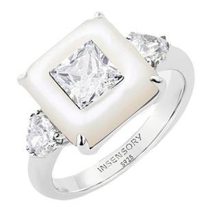 INSENSORY 星暮系列 贝母方钻纯银戒指 小众原创设计简约黑玛瑙1