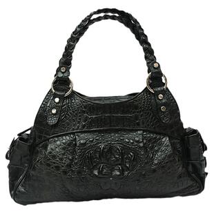 正品鳄鱼皮女包休闲单肩手提包时尚编织绕边设计饺子包正品特价