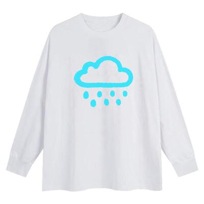 雨天快乐宽松圆领长袖T恤百搭BF