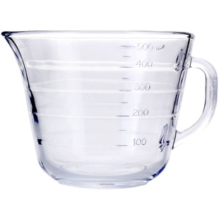 Glasslock钢化玻璃早餐牛奶杯带刻度水杯微波炉加热杯子带把500ML