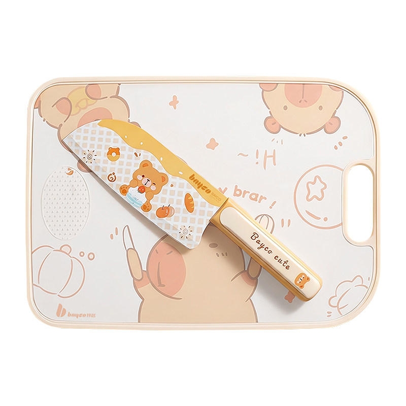 拜格食品级不锈钢菜刀菜板二合一