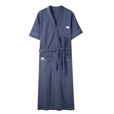 芬腾正品睡袍男夏季薄款纯棉短袖