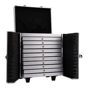 抽屉式双开门带轮多功能大号PU拉杆箱大容量便携式铝合金箱行李箱