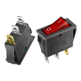 KCD3船型开关小型电炒锅电饭煲电源按钮开关3脚2档防水带灯16A