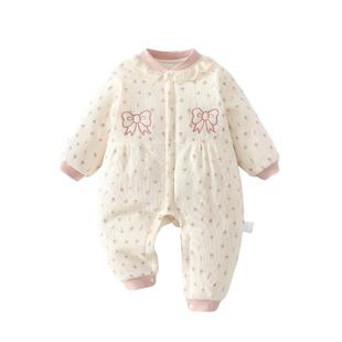 婴儿衣服秋冬夹棉连体衣a类纯棉婴幼儿女宝宝冬装洋气公主外穿春9