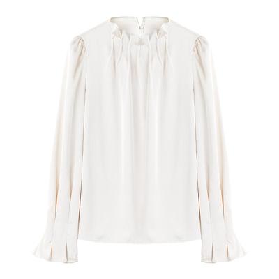 秋水伊人通勤风立领H型雪纺衫