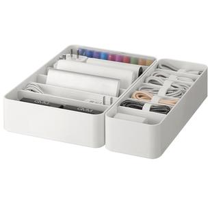 懒角落数据线收纳盒充电器抽屉分隔格手机电源整理桌面理线集线盒