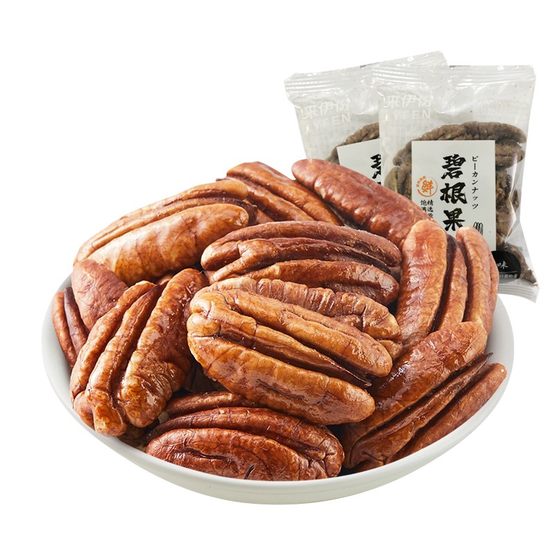 来伊份碧根果仁500g坚果炒货山核桃长寿果仁小包装办公零食来一份