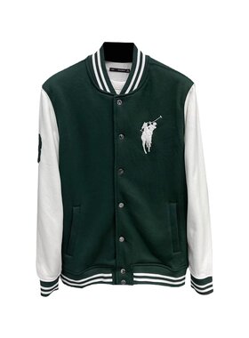 DH轻奢运动风加绒撞袖棒球服
