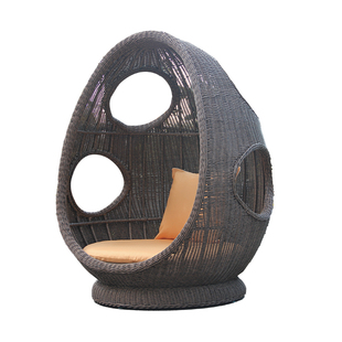 户外躺椅庭院露天防水防晒鸟巢躺床阳台圆藤藤编室外蘑菇床藤沙发