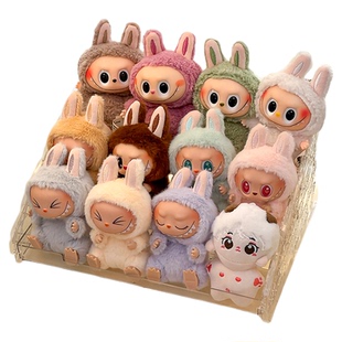 labubu展示盒多层泡泡玛特拉布布搪胶公仔毛绒娃娃挂件收纳展示架